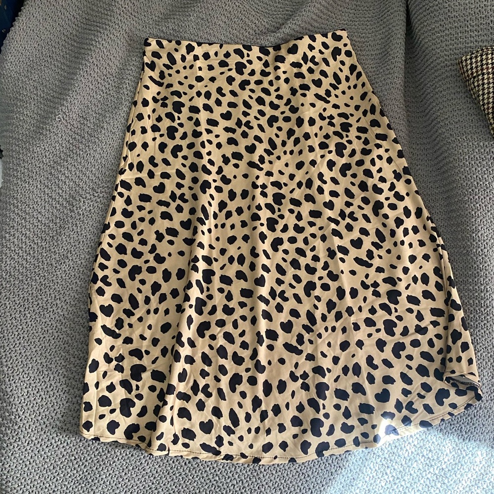 Slip midi skirt leopard